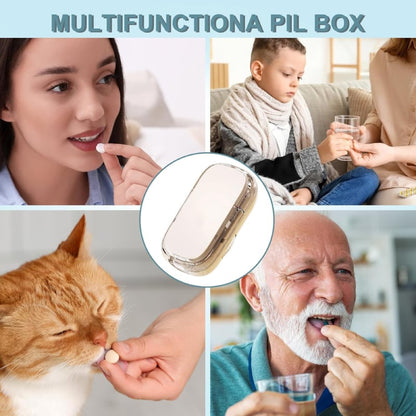 Portable Pill Cutter Box with Adjustable Divider