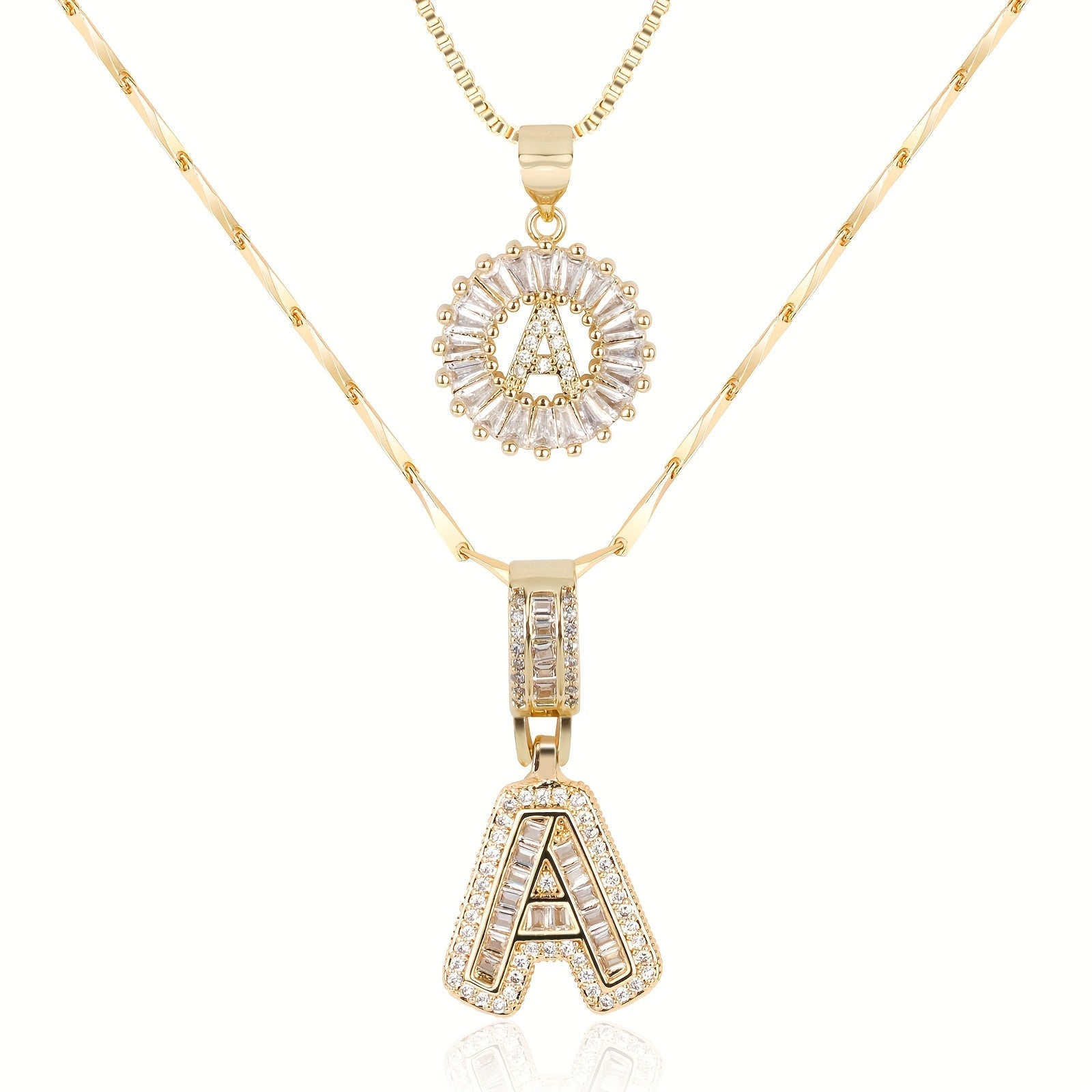 Custom 14k Gold Letter Diamond Necklaces - Luxicro