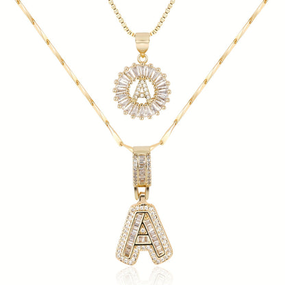 Custom 14k Gold Letter Diamond Necklaces - Luxicro