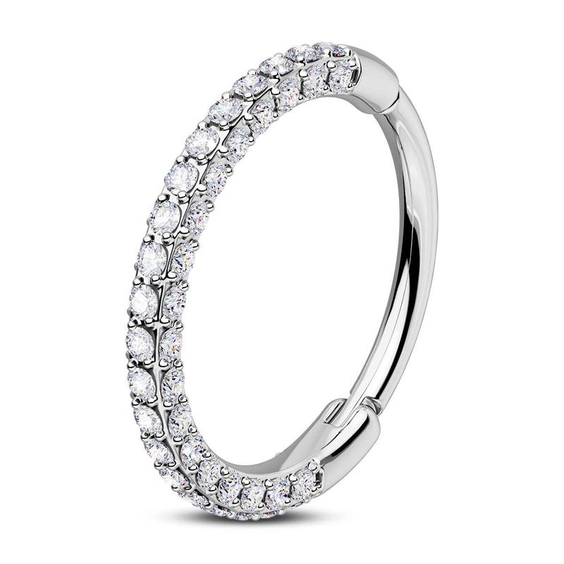 Sparkly Silver Hinged Nose Stud