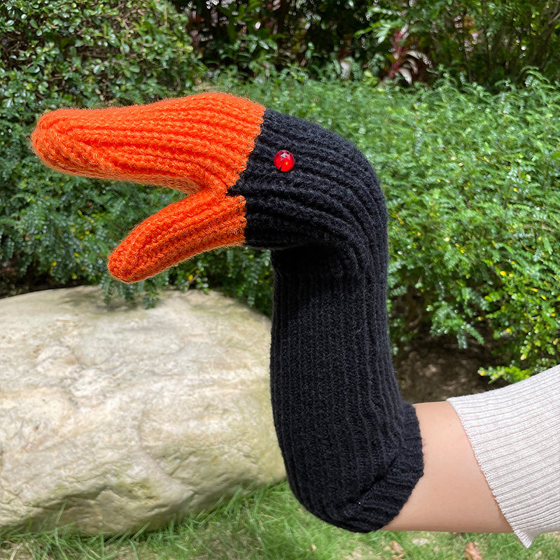 Quirky Knitted Bird Gloves