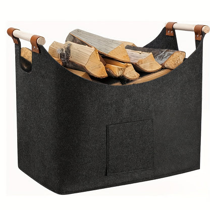 Large Folding Storage Basket with Wood Handles