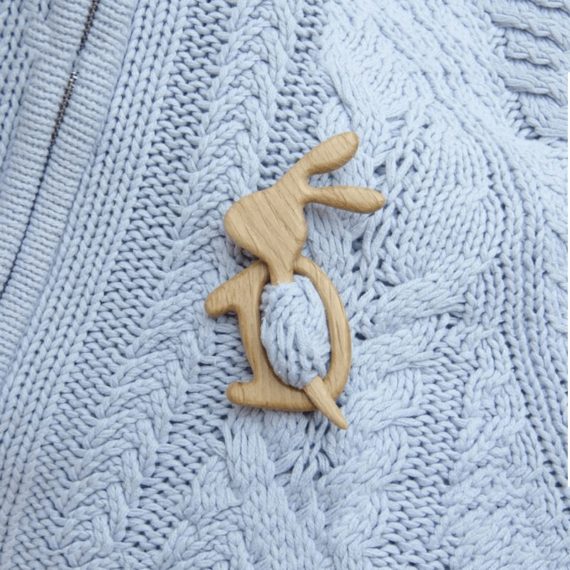 Adorable Wood Animal Brooch Pin