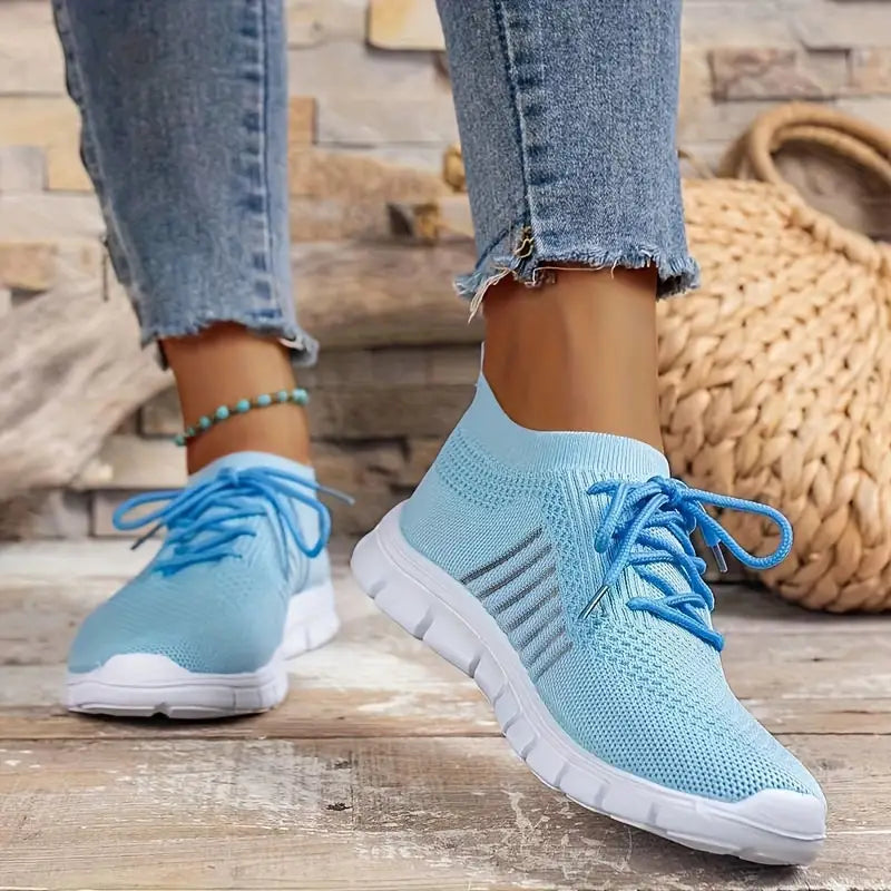 Breathable Mesh Lace-Up Sports Running Sneakers