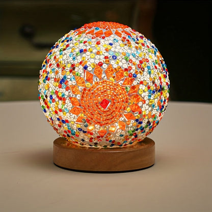 Beautiful Glass Table Lamp with Wooden Base