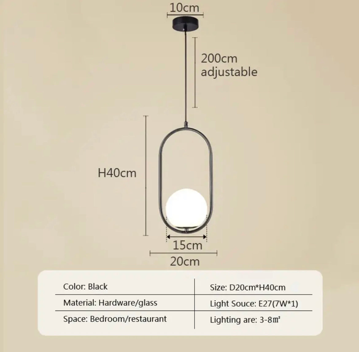 Soft Glow Pendant Lamp with White Glass Shade