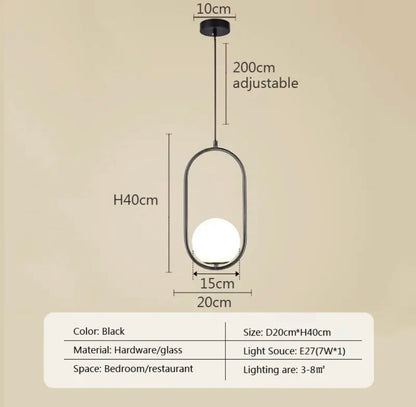 Soft Glow Pendant Lamp with White Glass Shade