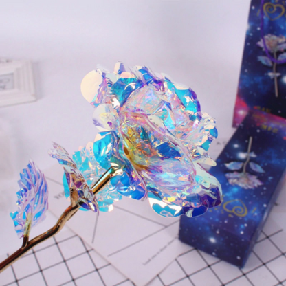 Luxury Gold Rose in Glass Dome with Stand Option