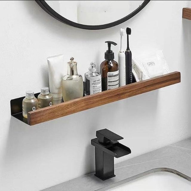 Easy Install Wooden Bathroom Storage Shelves