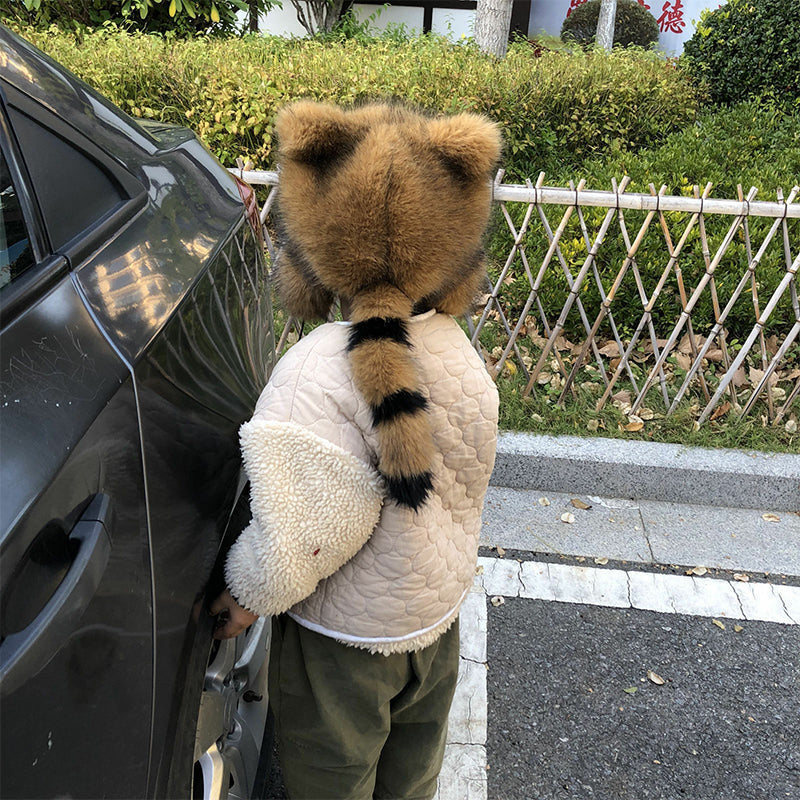 Soft Faux Fur Raccoon Plush Family Hat