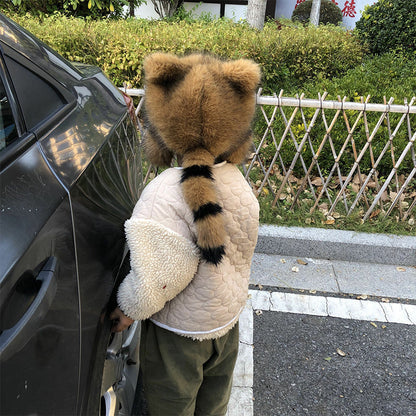 Soft Faux Fur Raccoon Plush Family Hat