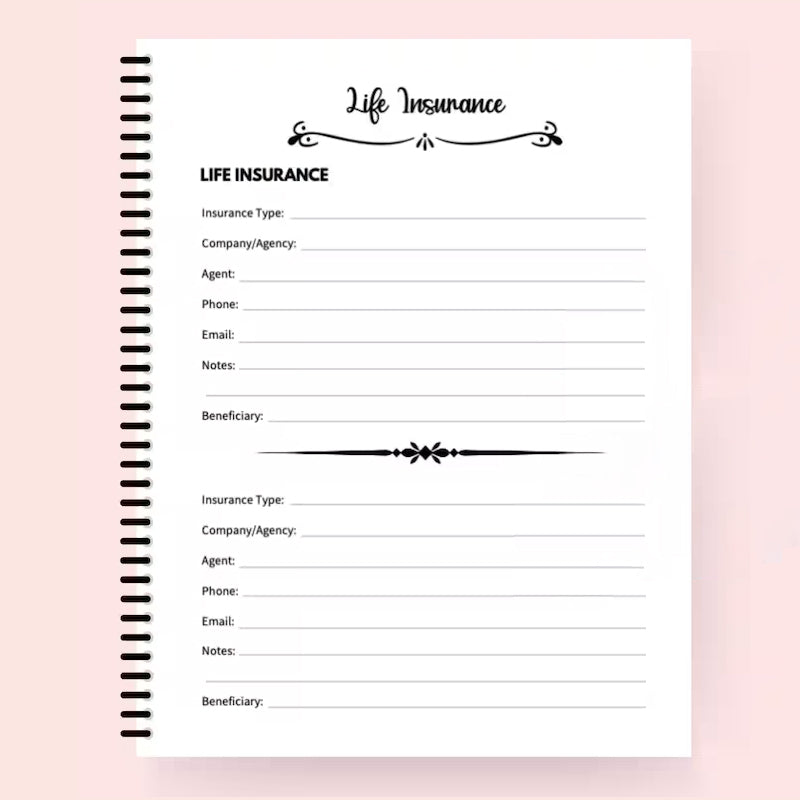 Funeral Life Planner Book