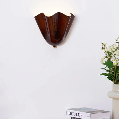 Vintage Glass Wall Lamp with Floral Shade