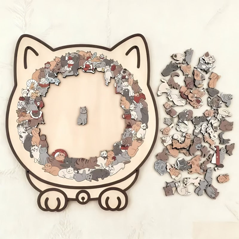 Difficult Wooden Cat Jigsaw Puzzle 135 Pieces