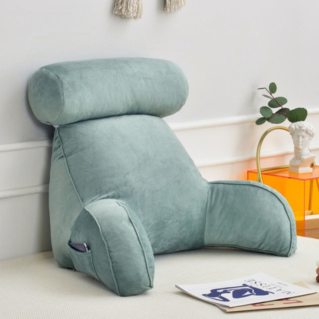 Contoured Support Pillow with Arms and Adjustable Headrest