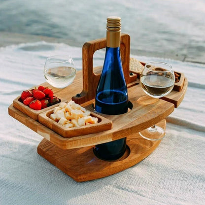 Portable Folding Picnic Table with Wine Rack - Luxicro