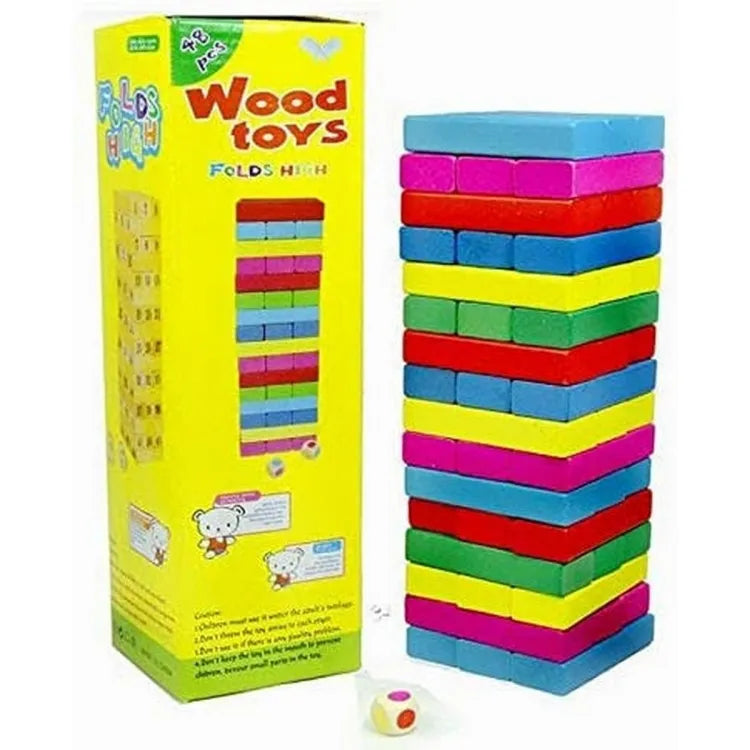 Colorful Wooden Block Stacking Game