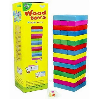 Colorful Wooden Block Stacking Game
