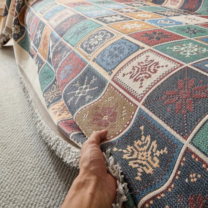 Cozy Bohemian Knit Sofa Slipcover