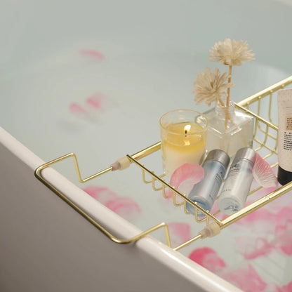Spacious Bathroom Bathtub Caddy with Extendable Shelf