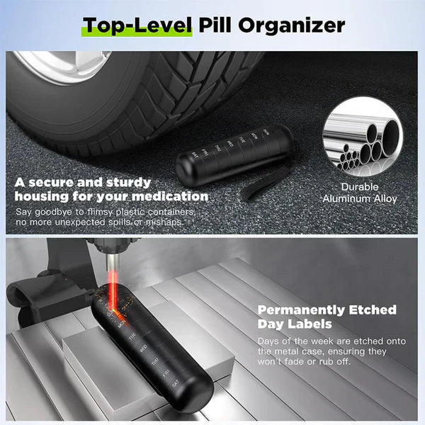Daily Pill Organizer with 7 Waterproof Compartments