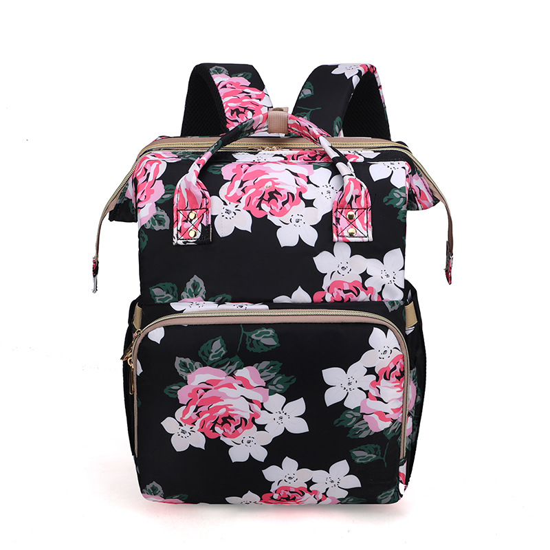 Stylish Floral Diaper Bag with Mosquito Net - Luxicro