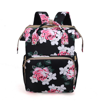 Stylish Floral Diaper Bag with Mosquito Net - Luxicro