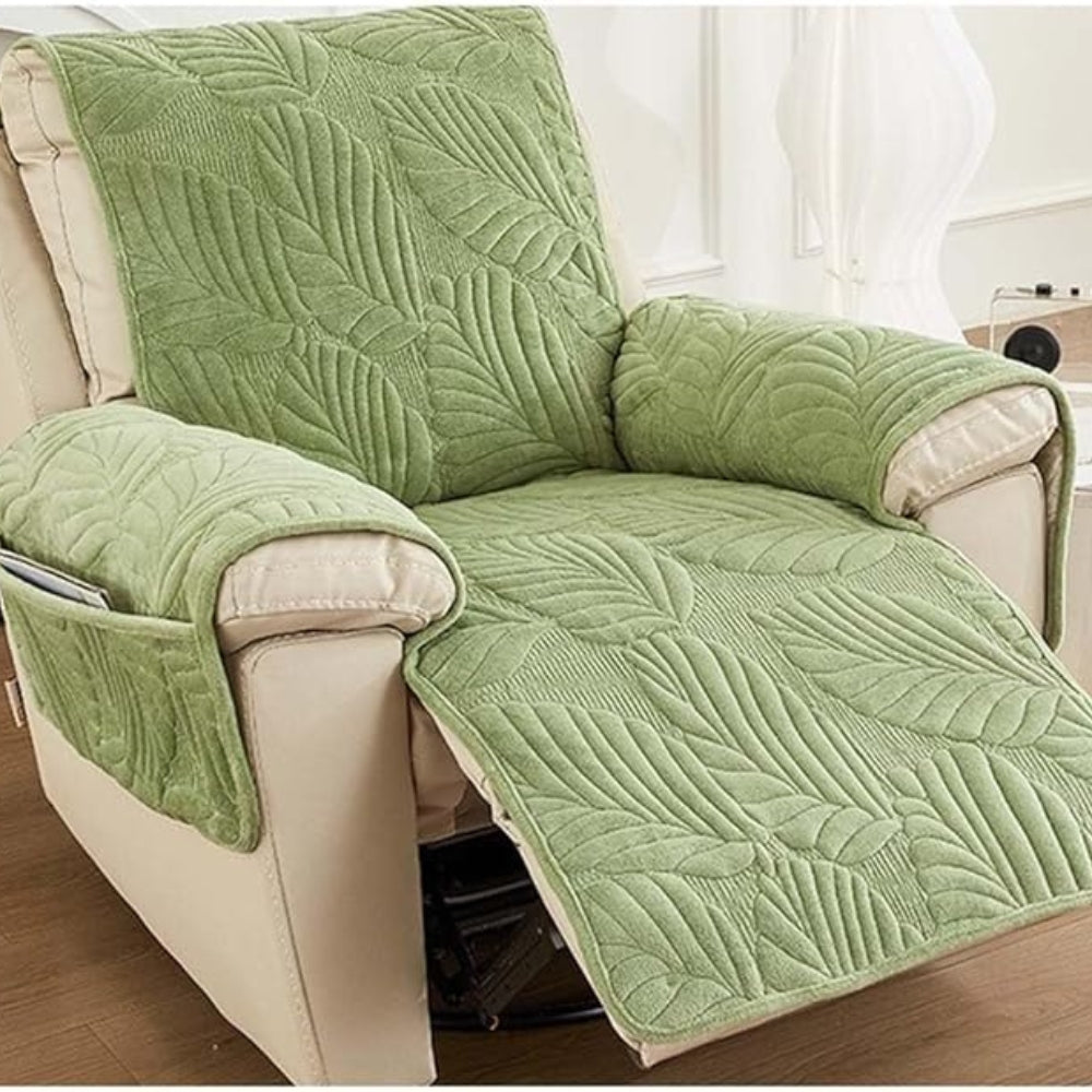 Green Leaf Print Armchair Slipcover