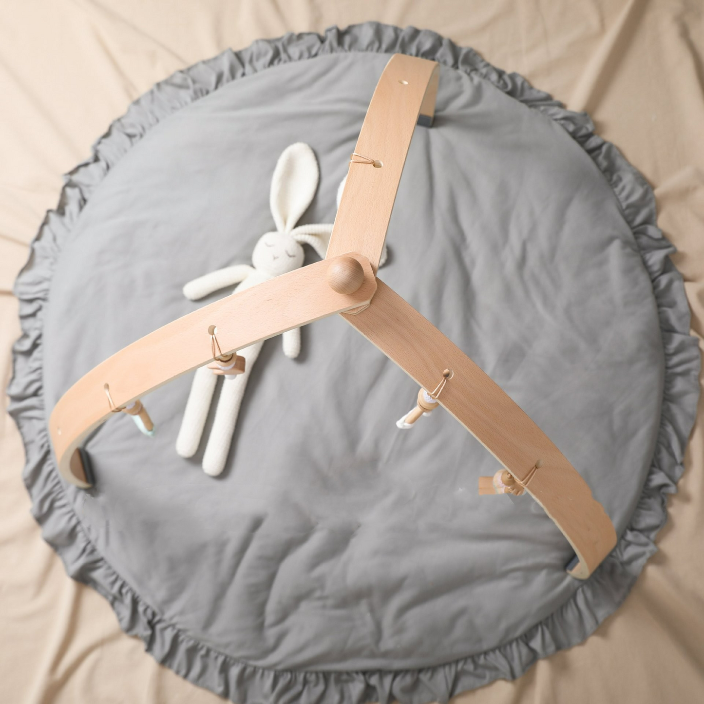 Natural Wood Infant Play Center with Toy Attachments