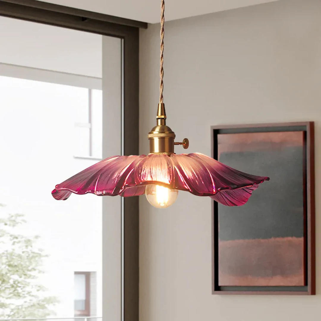 Vintage Floral Glass Hanging Lamp - Luxicro