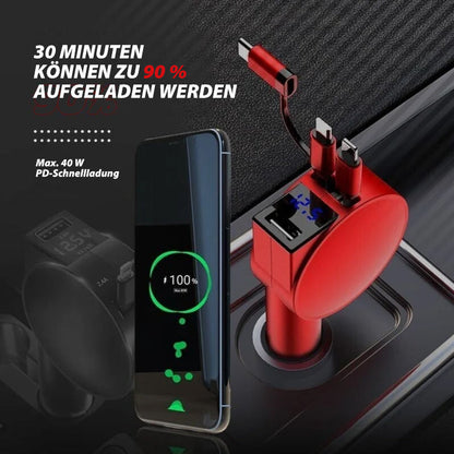 Compact 3-in-1 Quick Car Phone Charger