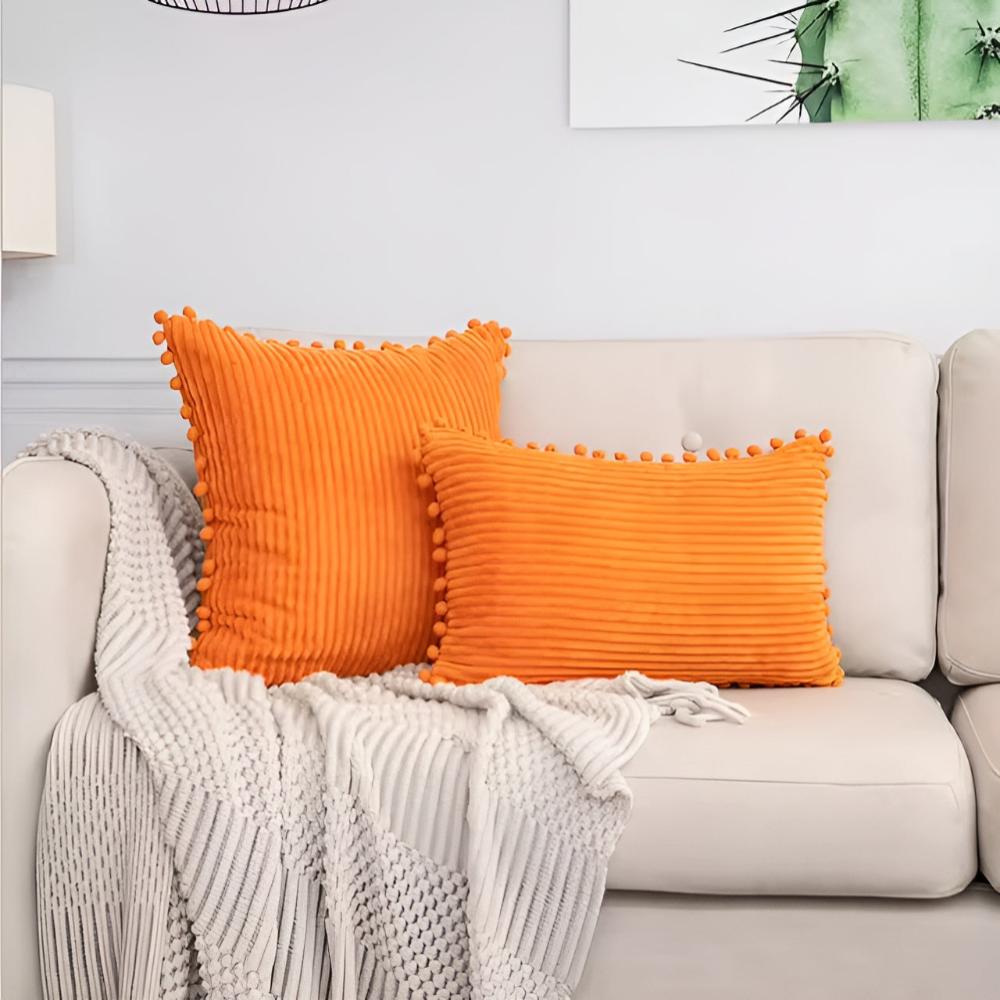 Soft Textured Ball Tassel Pillow Cover