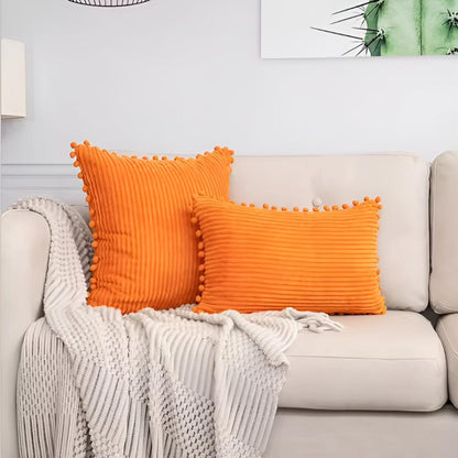 Soft Textured Ball Tassel Pillow Cover