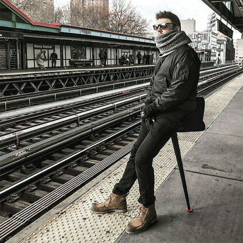 Foldable Walking Cane with Built-in Stool