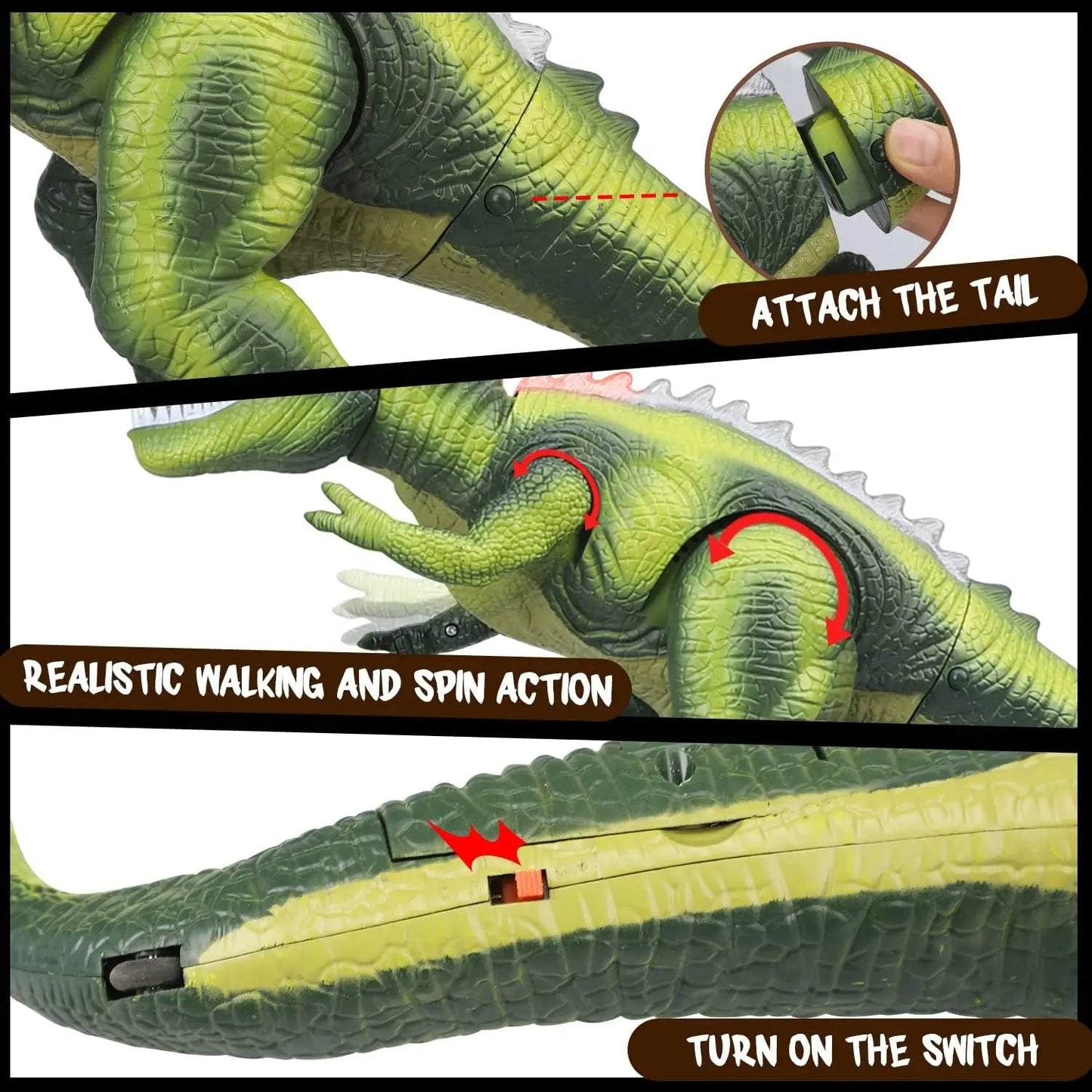Interactive LED T Rex Toy with Sound and Motion