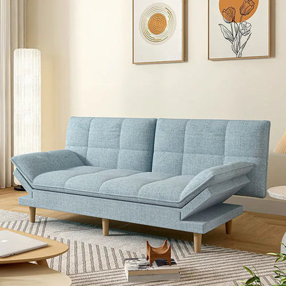 Plush Fake Leather Foldable Sleeper Sofa Bed