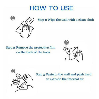 Easy Install Clear Adhesive Wall Hooks (20 Pack)