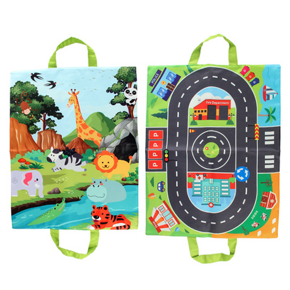 Portable 2-in-1 Plush Car Playset with Storage Bag