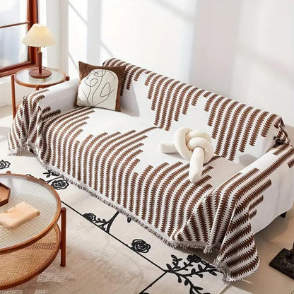 Stylish Black White Fern Couch Cover