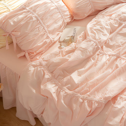 Romantic Ruffle Lace Bed Set | 4 Piece Comforter