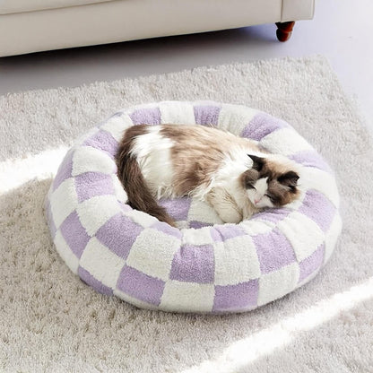 Cozy Plush Checkered Dog Bed