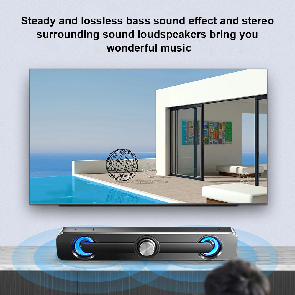 Compact LED Computer Soundbar Speaker With USB