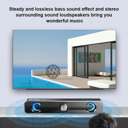 Compact LED Computer Soundbar Speaker With USB