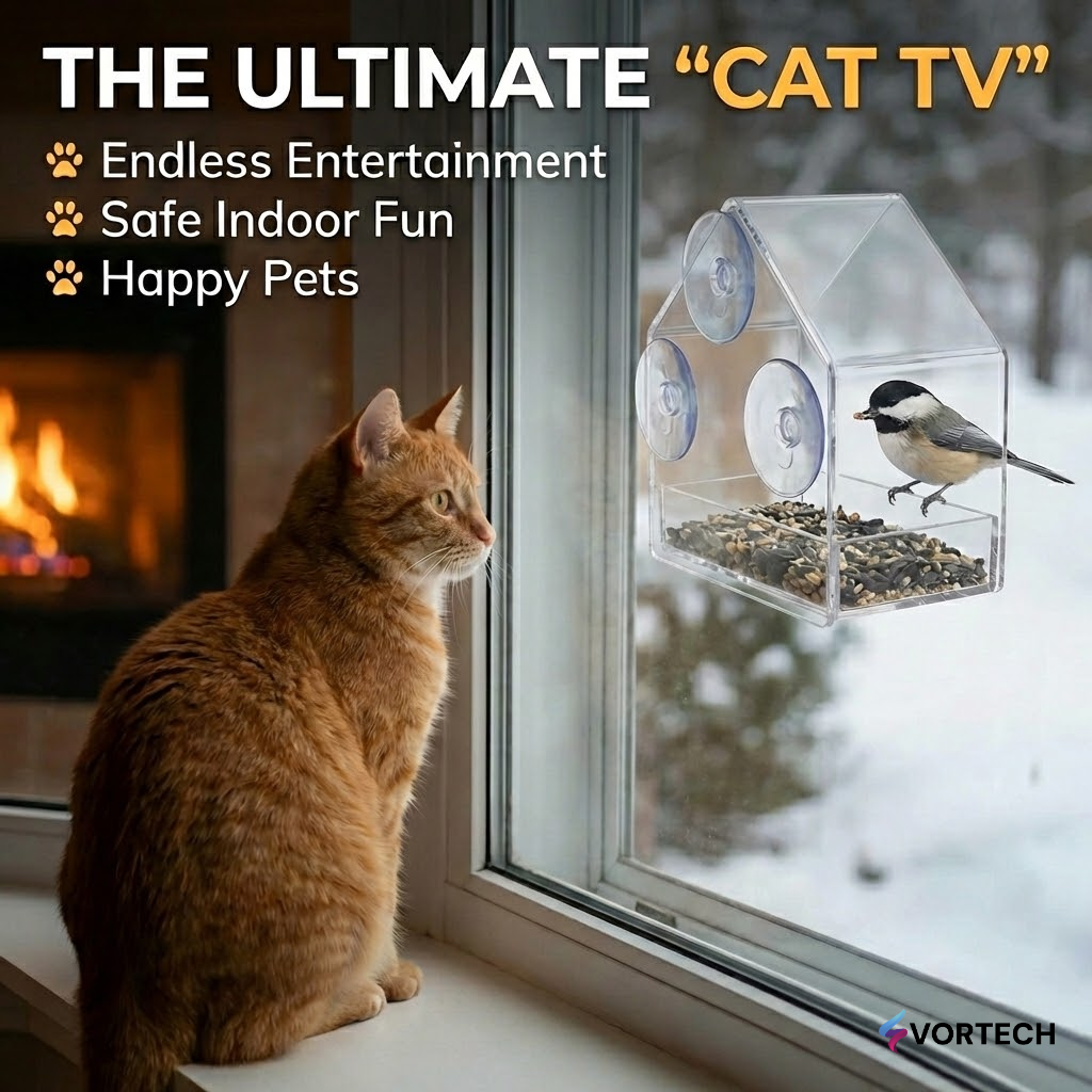 Easy Install Window Bird Feeder with Camera