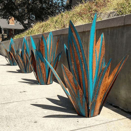 Copper Outdoor Garden Lamp | Blue Metal Yard Decor - Luxicro