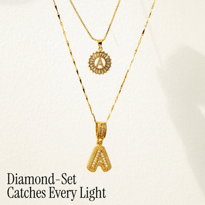 Fine 14k Gold Initial Diamond Pendant Necklace
