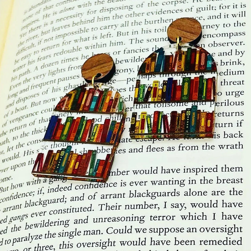 Natural Tree Book Dangle Earrings