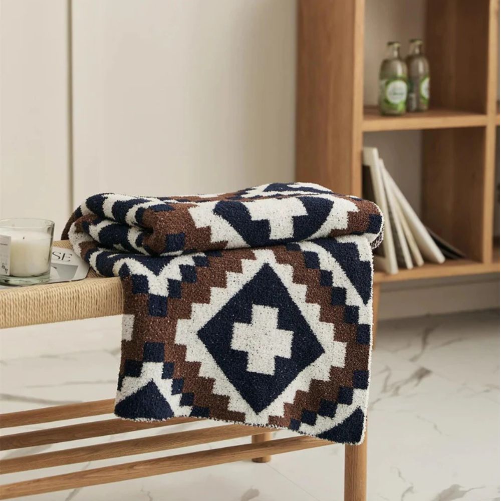 Cozy Mountain Knitted Throw Blanket