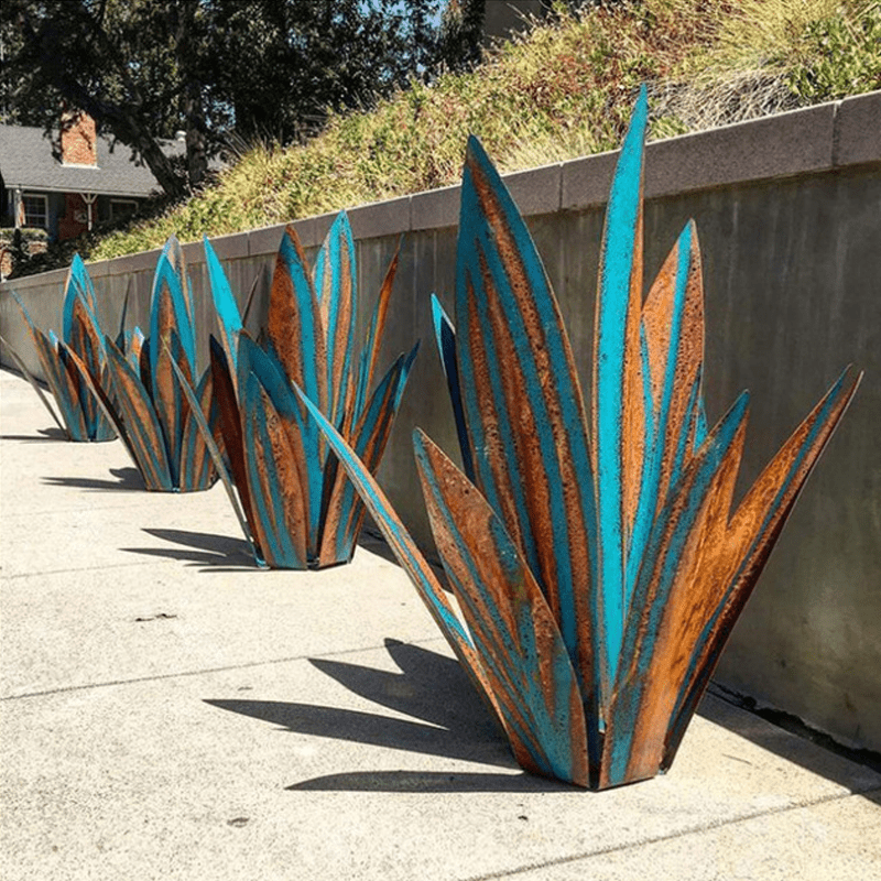 Copper Outdoor Garden Lamp | Blue Metal Yard Decor