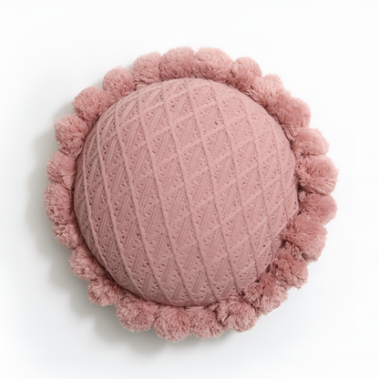 Colorful Floral Pom Pom Pillow